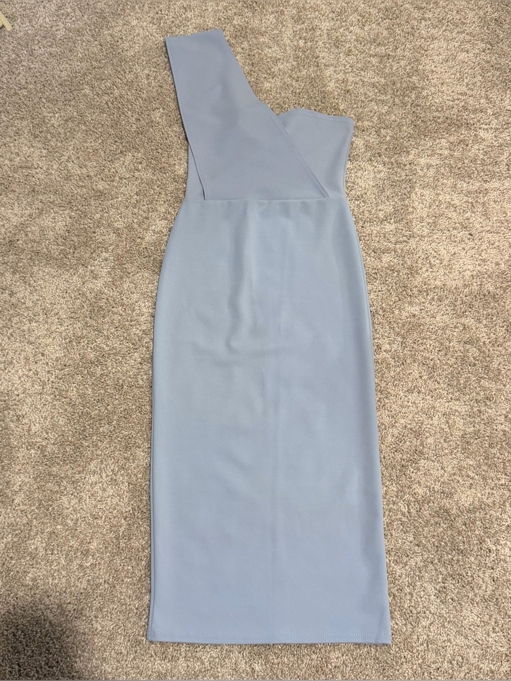 PrettyLittleThing Powder Blue One-Shoulder Midi Dress